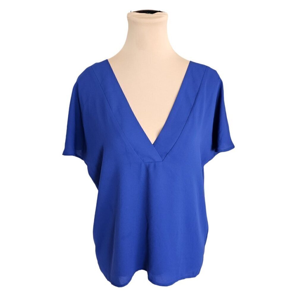 Babaton Aritzia Navy Vibrant Blue Deep V Blouse Sz XS